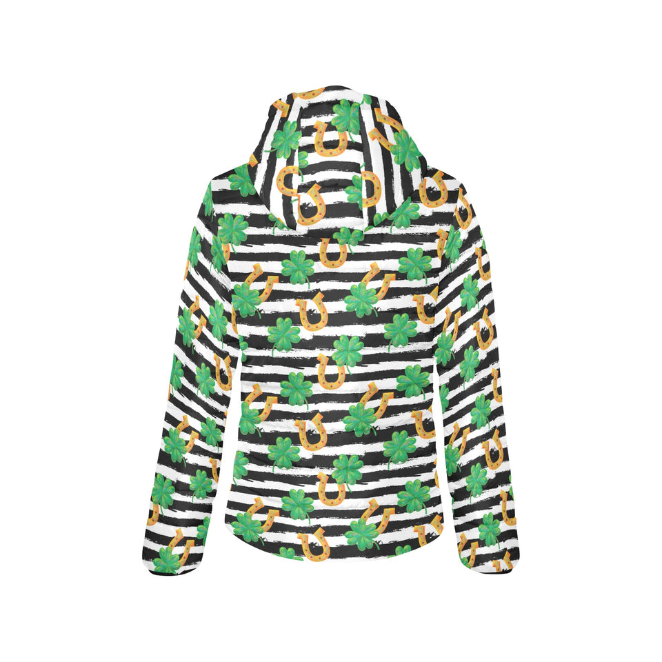 Horseshoes Pattern Print Design 01 Women's Padded Hooded Jacket