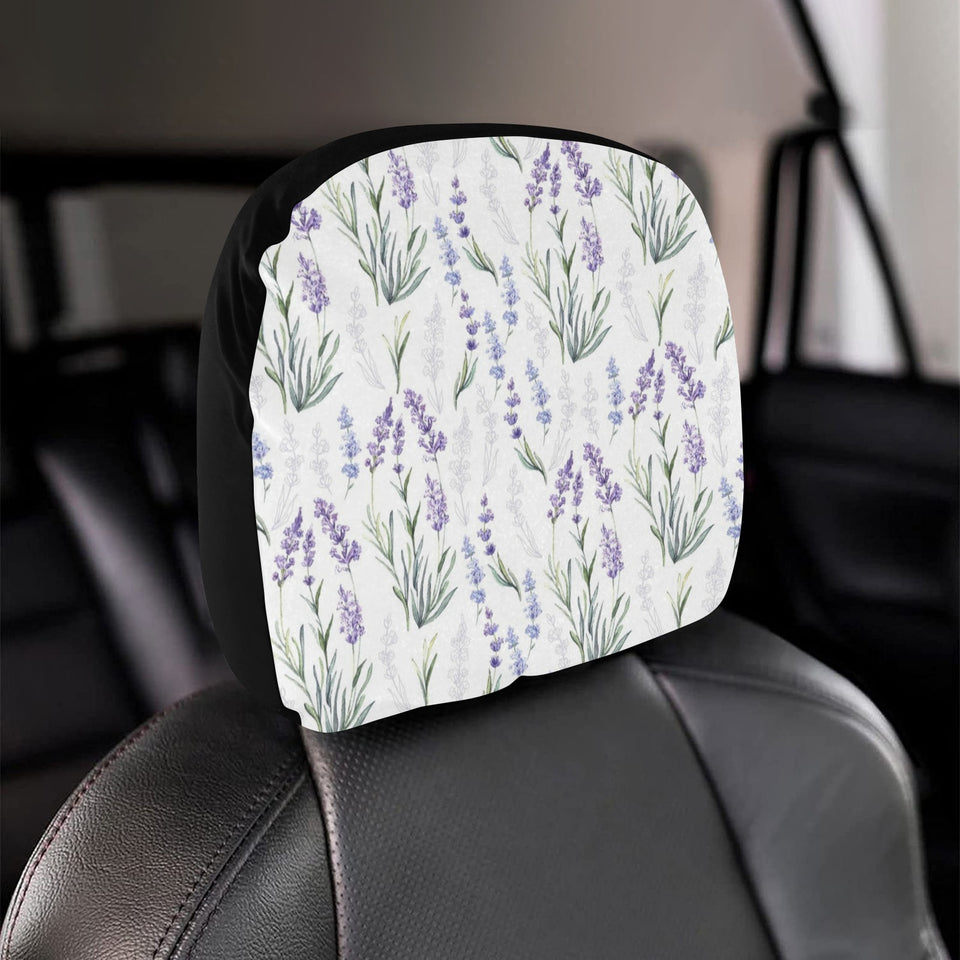 Hand painting Watercolor Lavender Car Headrest Cover