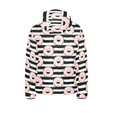 Donuts pink icing striped pattern Kids' Boys' Girls' Padded Hooded Jacket