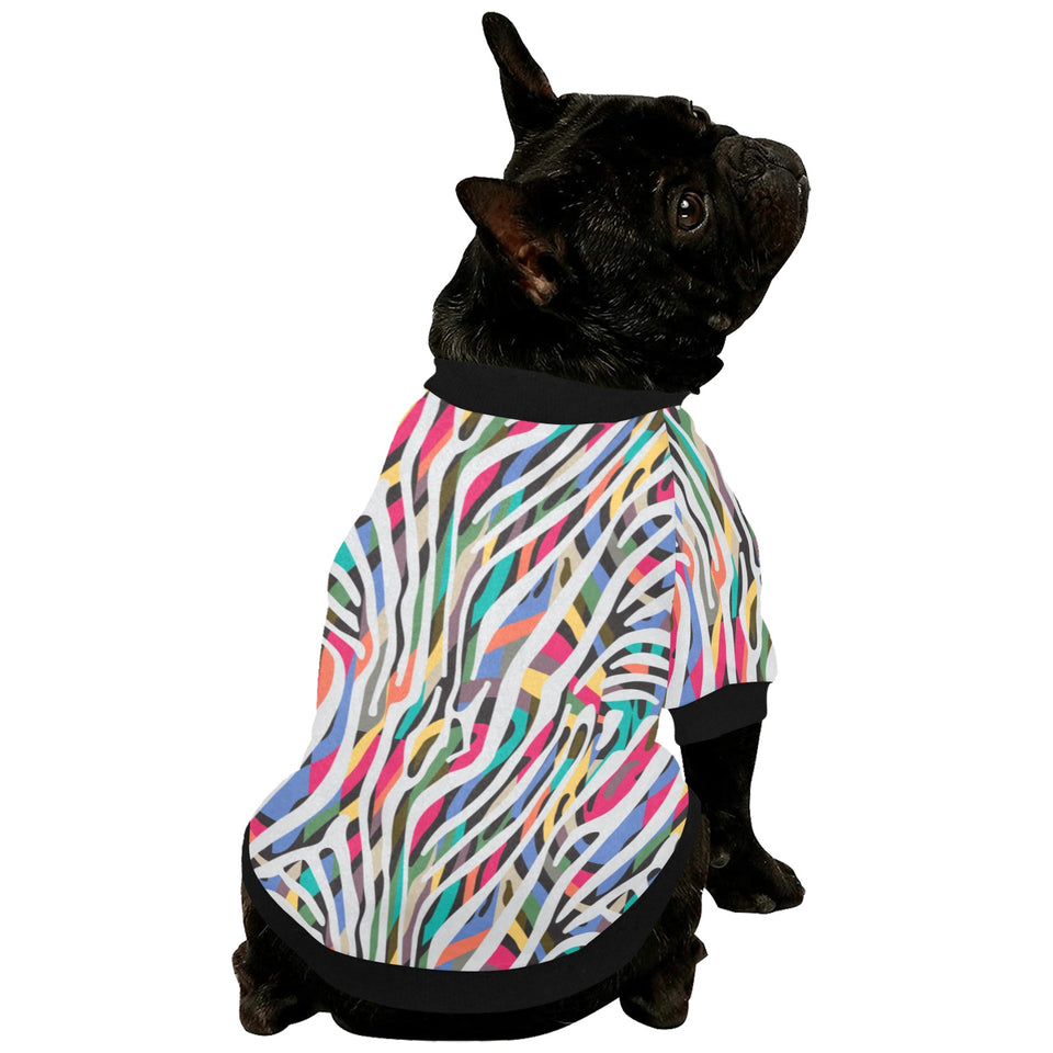 Colorful zebra skin pattern All Over Print Pet Dog Round Neck Fuzzy Shirt