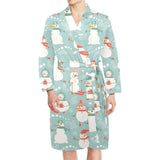 Cute snowman pattern Men's Long Sleeve Belted Night Robe
