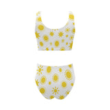 Sun pattern Chest Bowknot High Waisted Bikini Swimsuit