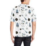 Hand drawn space elements space rocket star planet Men's All Over Print Polo Shirt