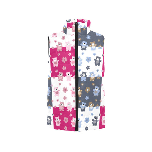 Teddy Bear Pattern Print Design 03 Women's Padded Vest