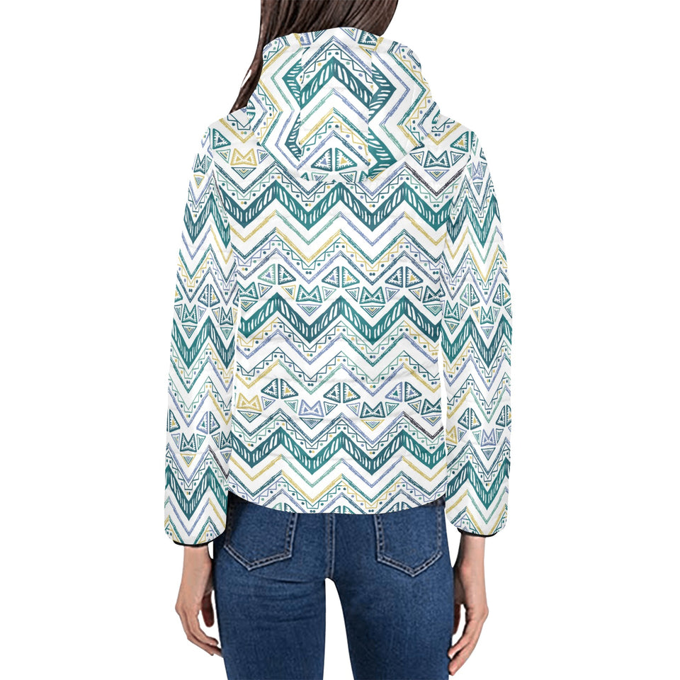 zigzag chevron paint design pattern Women's Padded Hooded Jacket