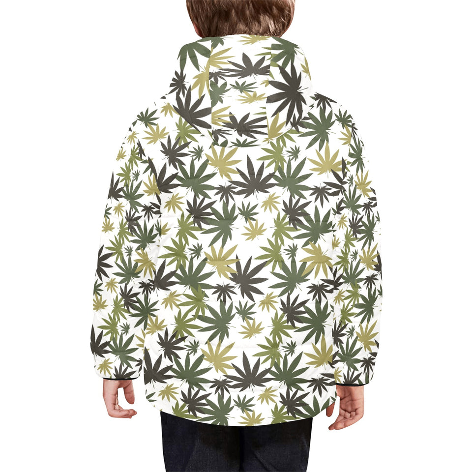 Canabis Marijuana Weed Pattern Print Design 05 Kids' Boys' Girls' Padded Hooded Jacket