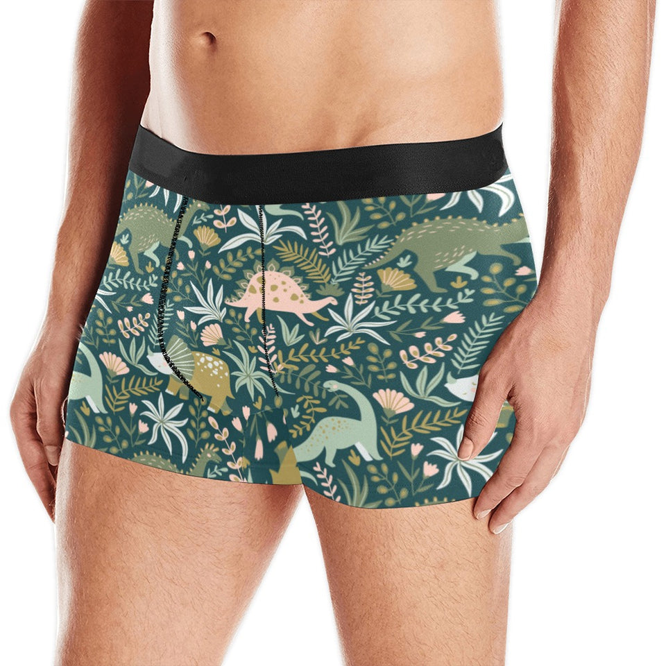 dinosaurs tropical leaves flower pattern Men's All Over Print Boxer Briefs Men's Underwear
