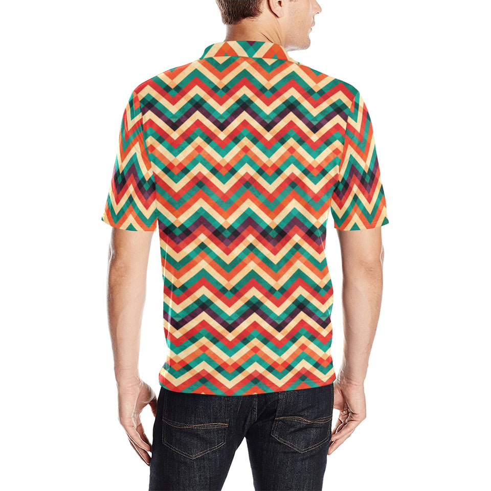 zigzag chevron colorful pattern Men's All Over Print Polo Shirt