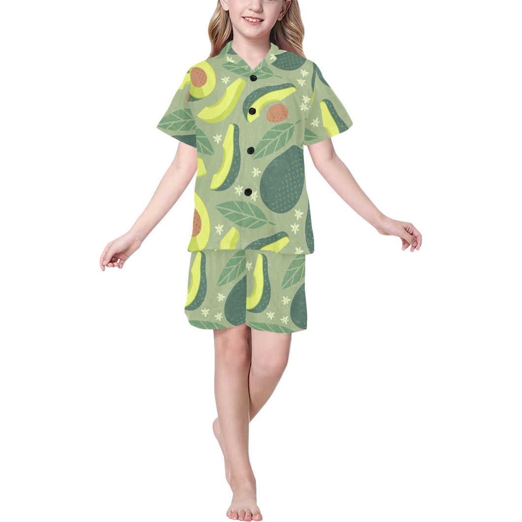 Avocado pattern Kids' Boys' Girls' V-Neck Short Pajama Set