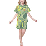 Avocado pattern Kids' Boys' Girls' V-Neck Short Pajama Set