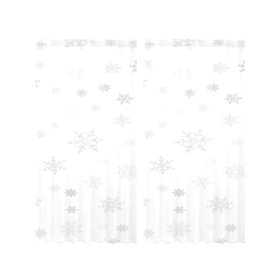 Snowflake pattern white background Gauze Curtain