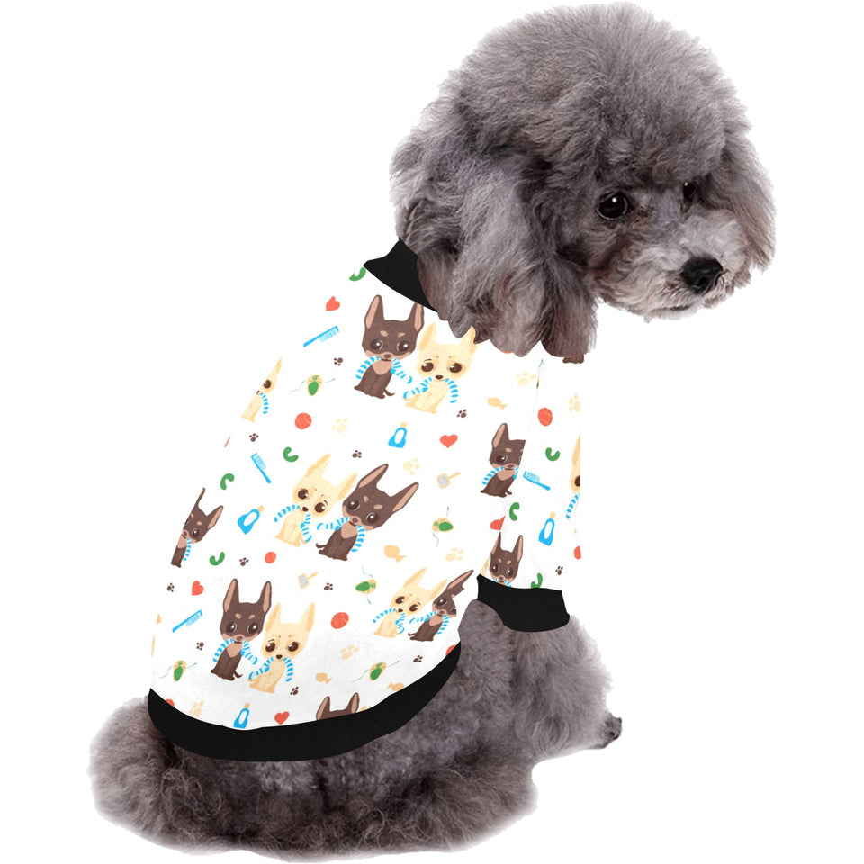 Cute Chihuahua dog pattern All Over Print Pet Dog Round Neck Fuzzy Shirt