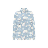 Cute polar bears Christmas decoration pattern Women's Long Sleeve Polo Shirt