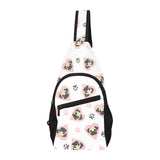 Cute pugs pink heart paw pattern All Over Print Chest Bag