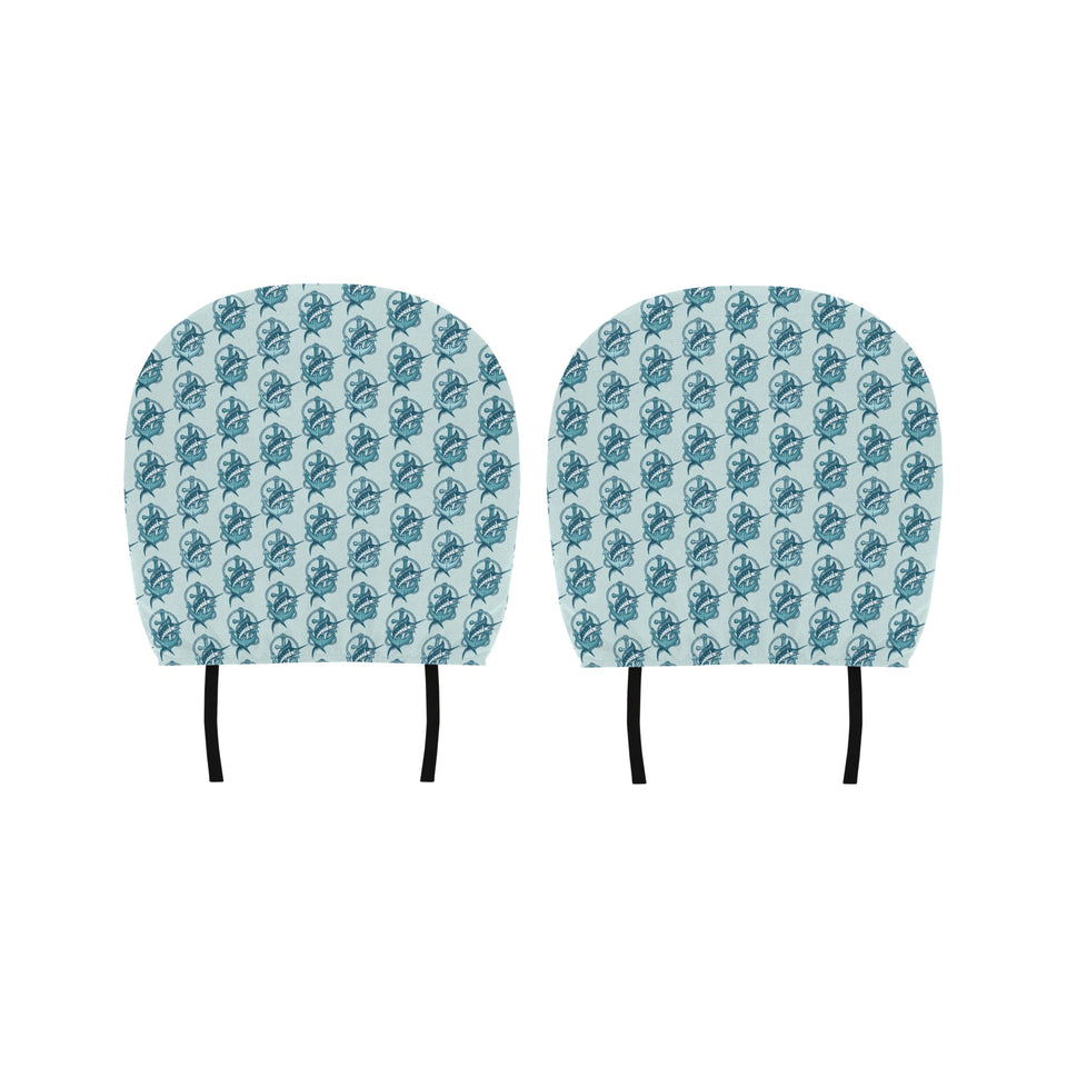 Swordfish Pattern Print Design 05 Car Headrest Cover