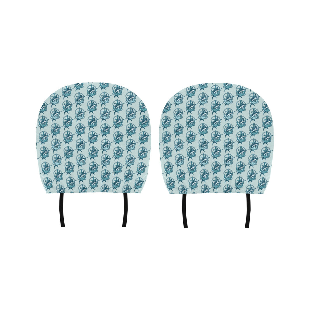 Swordfish Pattern Print Design 05 Car Headrest Cover