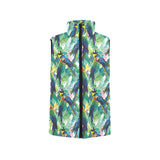 Colorful parrot exotic flower leaves Women's Padded Vest
