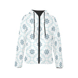 nautical steering wheel chain Women's Padded Hooded Jacket