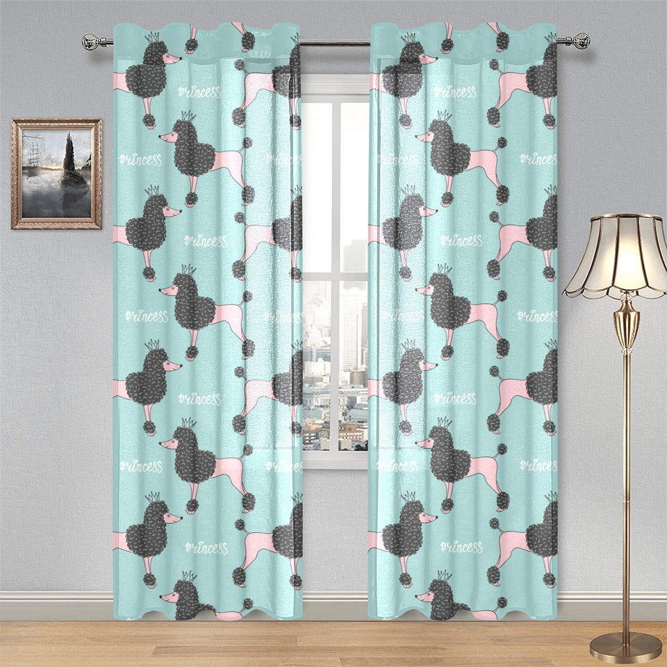 poodle dog green background Gauze Curtain