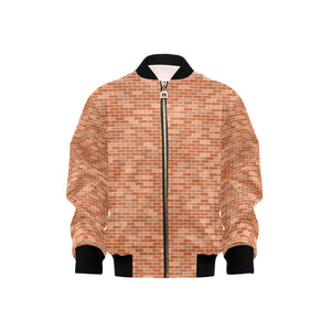 Brick Printed Pattern Print Design 02 Kids' Boys' Girls' Bomber Jacket