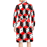 Dice Pattern Print Design 02 Men's Long Sleeve Belted Night Robe