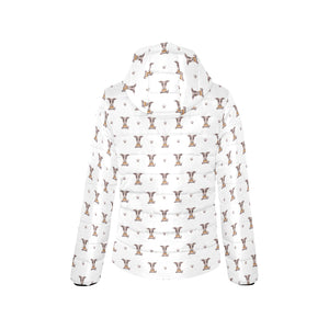 Greyhound Pattern Print Design 05 Women's Padded Hooded Jacket