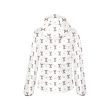 Greyhound Pattern Print Design 05 Women's Padded Hooded Jacket