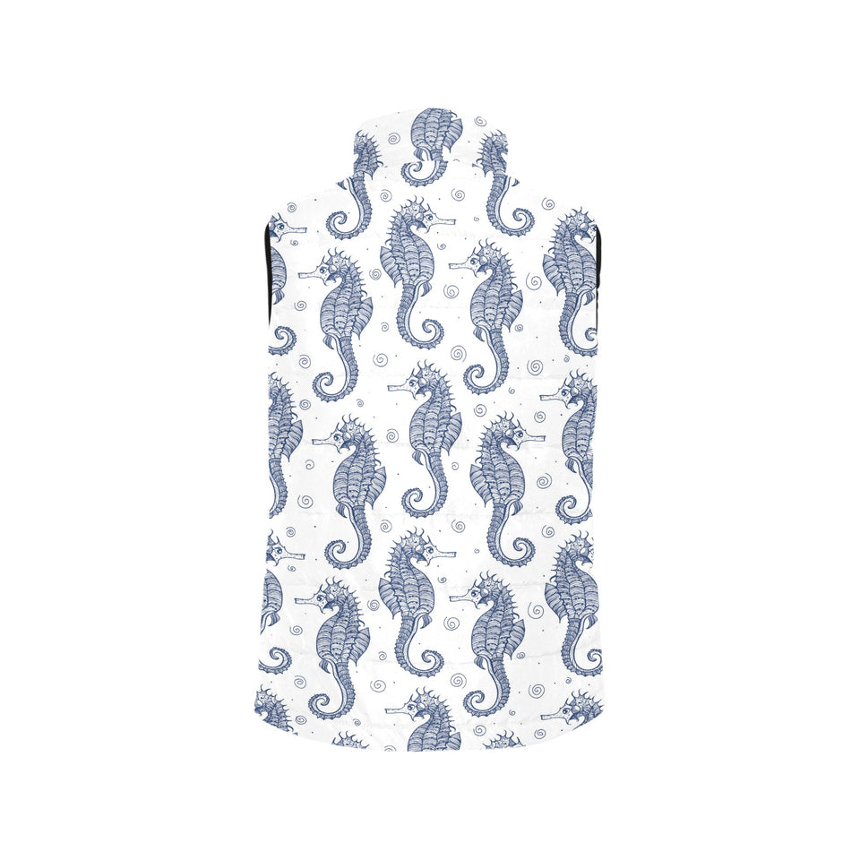 Seahorse pattern background Women's Padded Vest