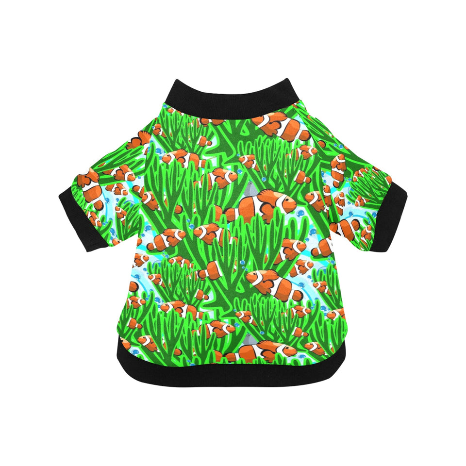 Clown Fish Pattern Print Design 01 All Over Print Pet Dog Round Neck Fuzzy Shirt