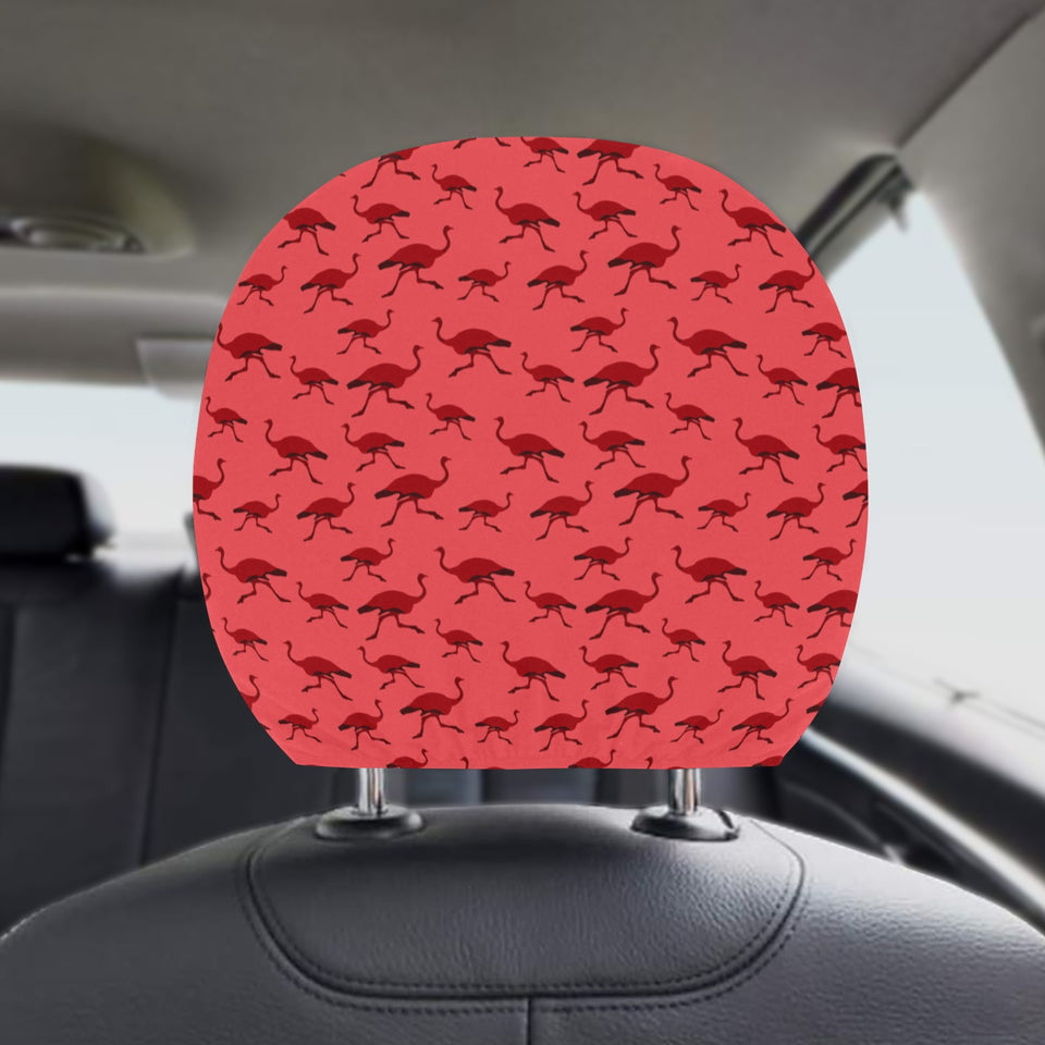 Ostrich Pattern Print Design 03 Car Headrest Cover