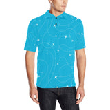 Airplane destinations blue background Men's All Over Print Polo Shirt