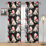 Christmas Pugs Santa_s red cap pattern Gauze Curtain