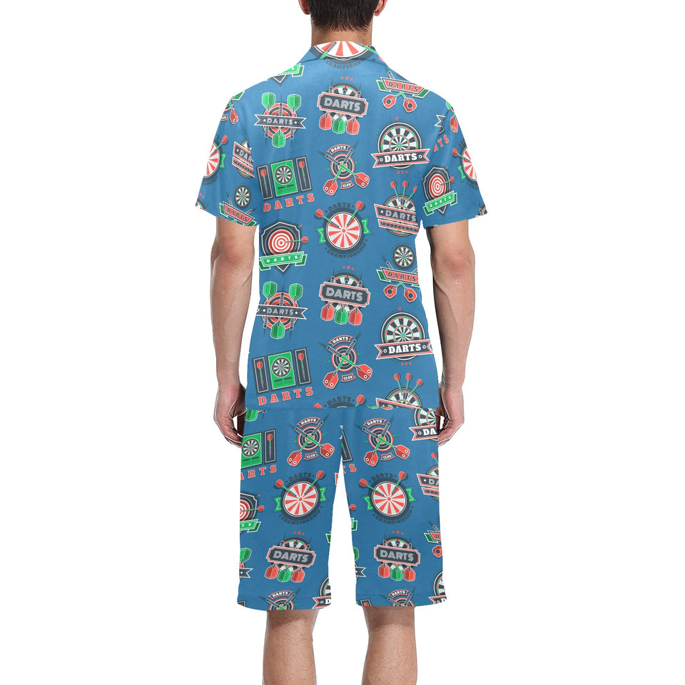 Darts Pattern Print Design 02 Men's V-Neck Short Pajama Set
