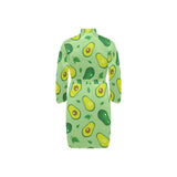 Avocado pattern green background Men's Long Sleeve Belted Night Robe