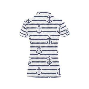 Anchor rope nautical pattern Women's All Over Print Polo Shirt