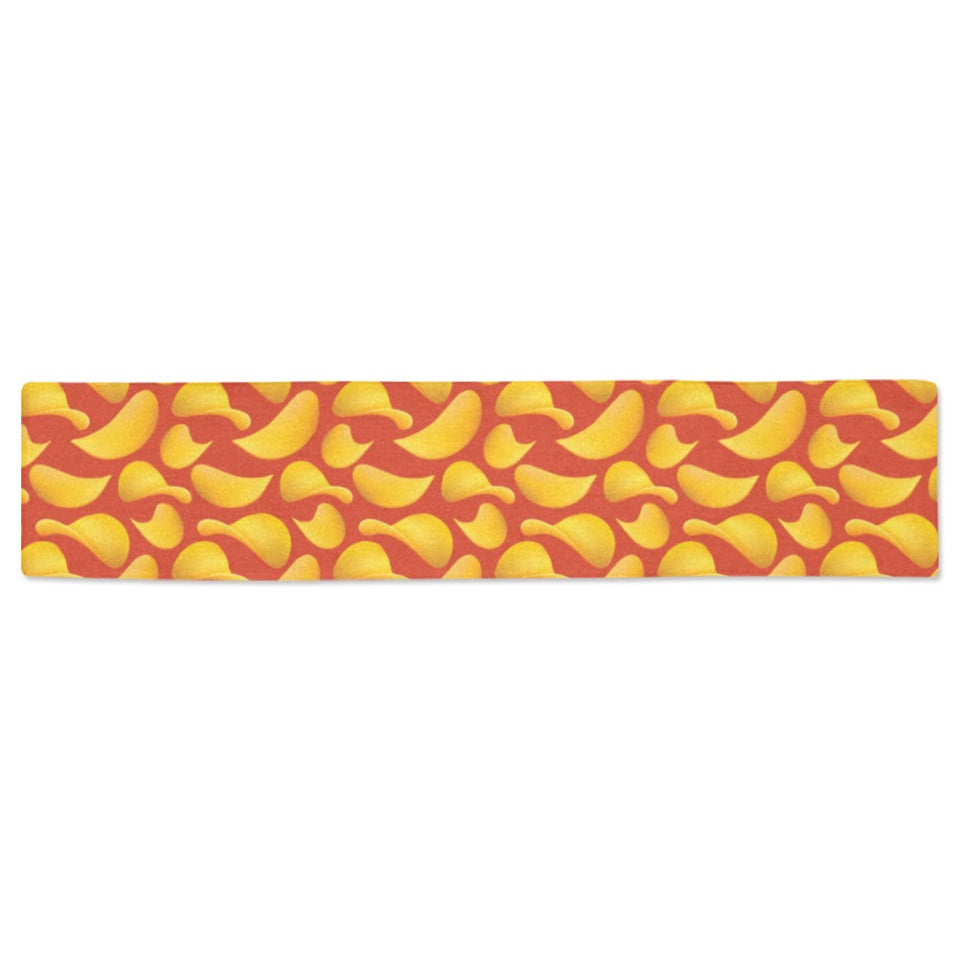 Potato Chips Pattern Print Design 05 Table Runner