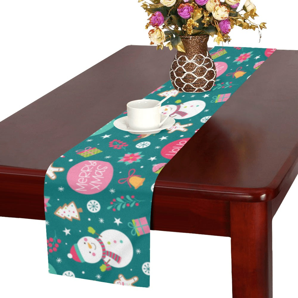 Snowman bird decorative elements christmas pattern Table Runner