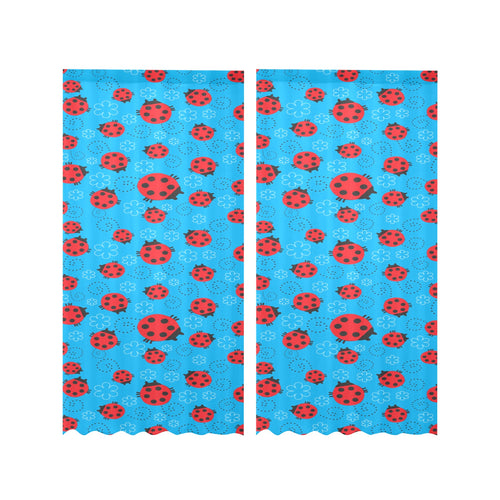 Ladybug Pattern Print Design 02 Gauze Curtain