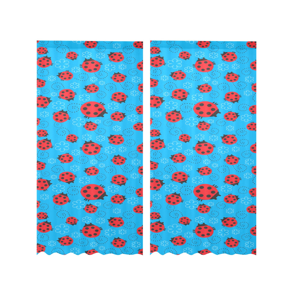 Ladybug Pattern Print Design 02 Gauze Curtain