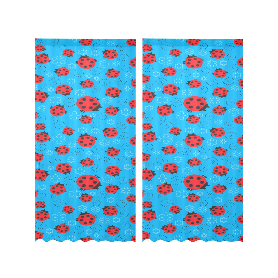 Ladybug Pattern Print Design 02 Gauze Curtain