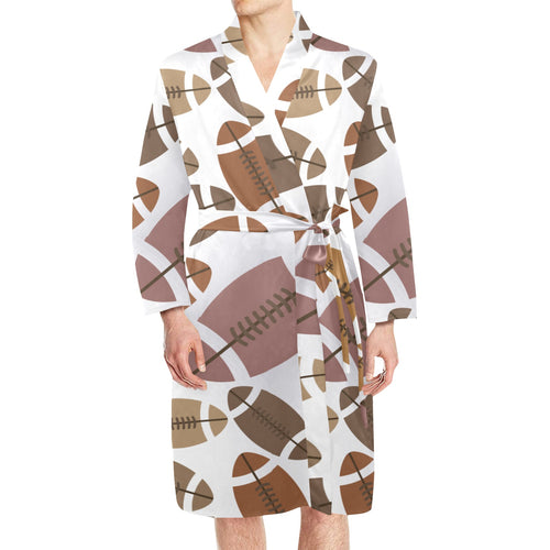 American football ball pattern Men's Long Sleeve Belted Night Robe