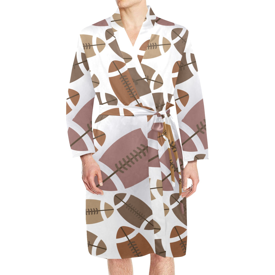 American football ball pattern Men's Long Sleeve Belted Night Robe