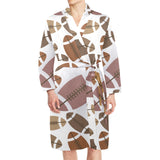American football ball pattern Men's Long Sleeve Belted Night Robe