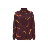 Boomerang Australian aboriginal ornament circle bl Women's Long Sleeve Polo Shirt