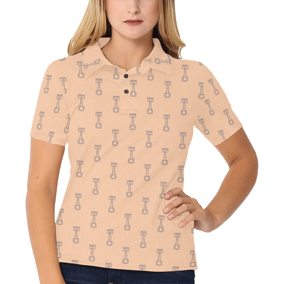 Engine Piston Cream Background Pattern Design 04 Women's All Over Print Polo Shirt