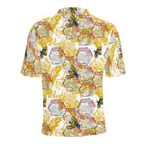 Cool Bee honeycomb leaves pattern Men's All Over Print Polo Shirt