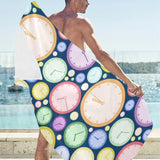 Colorful clock background Beach Towel
