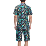 Dragon sea wave pattern Men's V-Neck Short Pajama Set