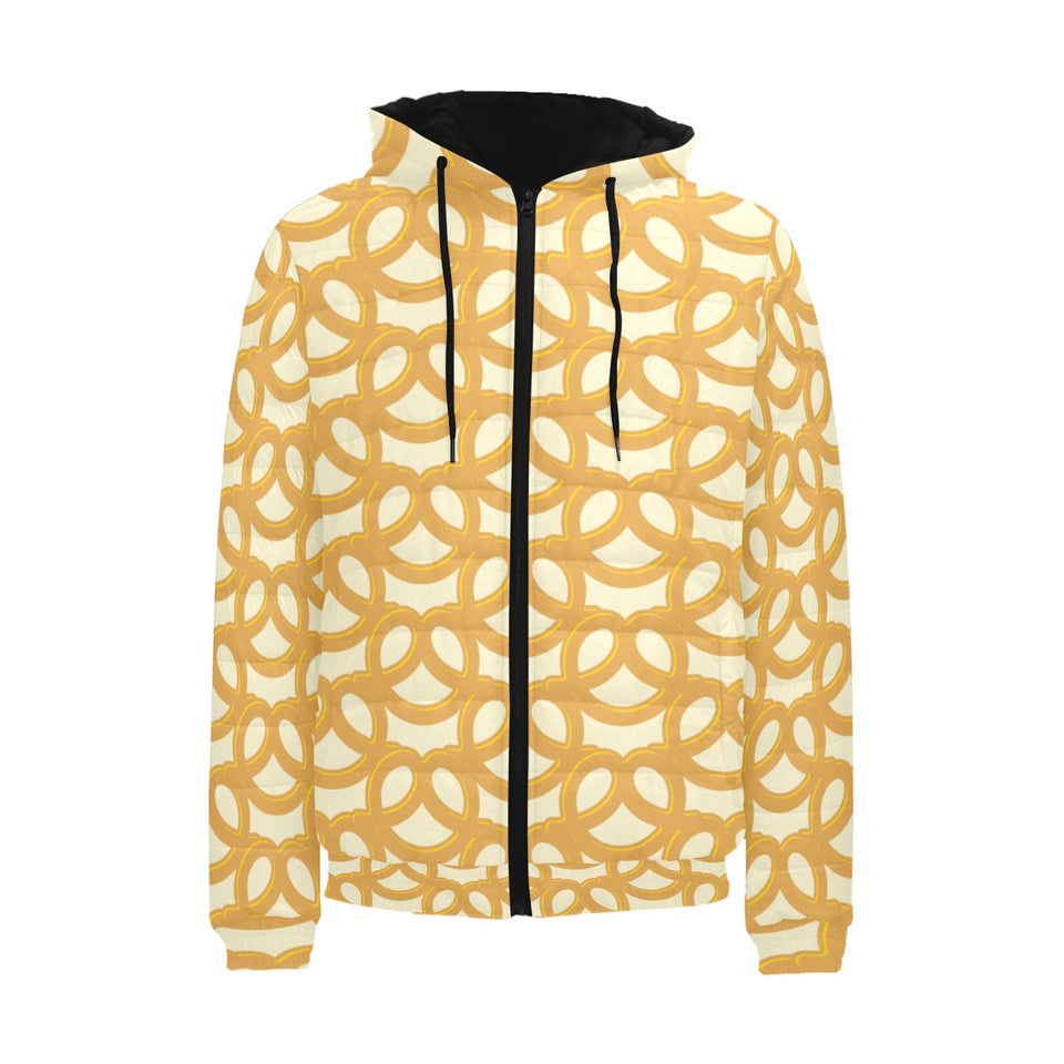 Pretzels Pattern Print Design 01 Men's Padded Hooded Jacket