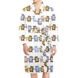 Teddy Bear Pattern Print Design 02 Men's Long Sleeve Belted Night Robe